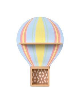 The Big One Hot Air Balloon Wall Shelf in Blue, Yellow, Coral, Lime